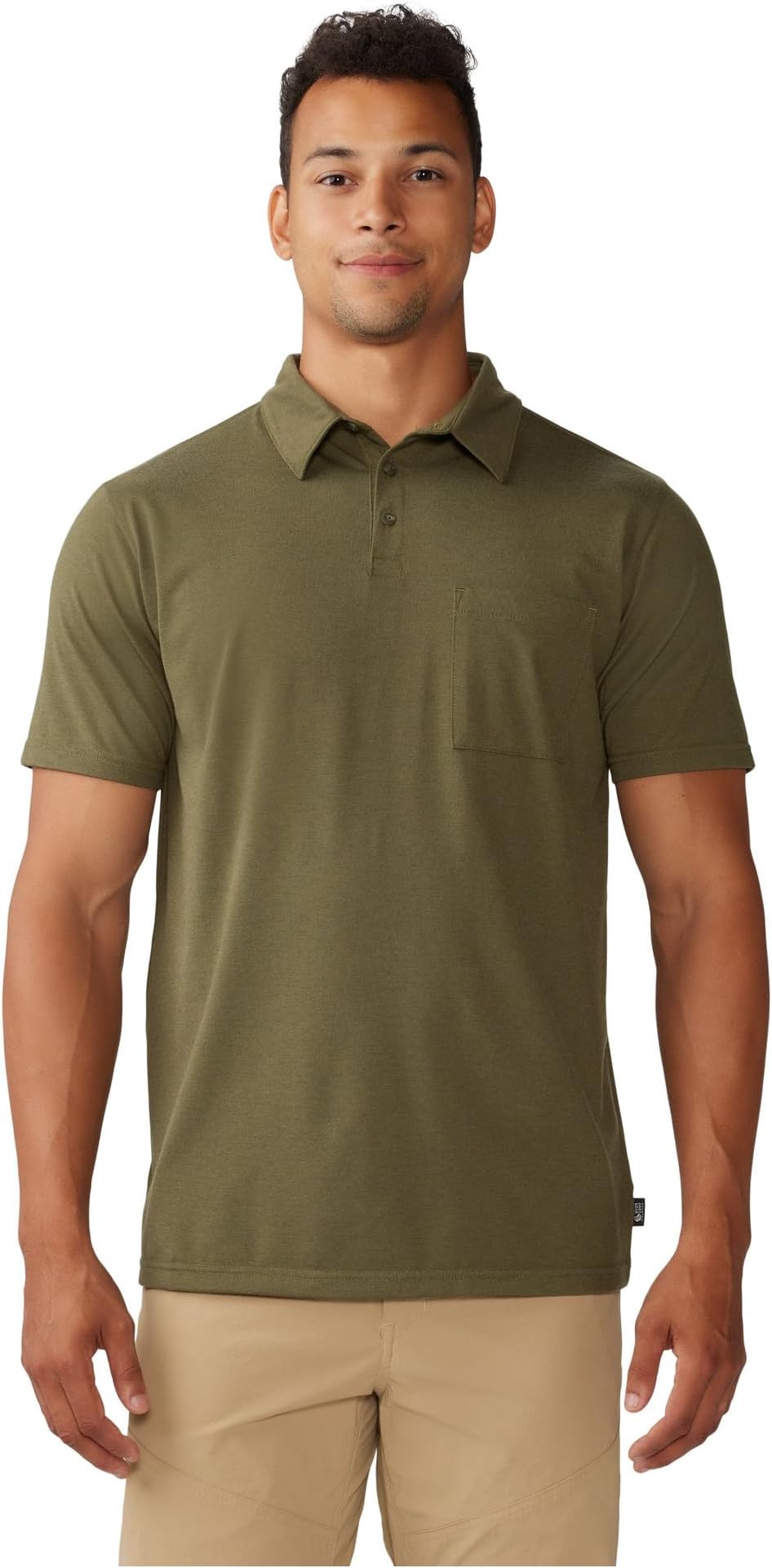 

Футболка Mountain Hardwear Low Exposure Polo, цвет Combat Green EOE Stripe