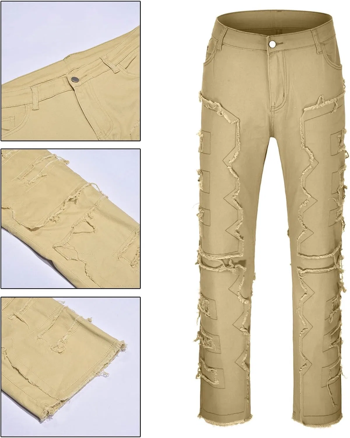 Джинсы свободные, Khaki, Regular Fit — фото 4