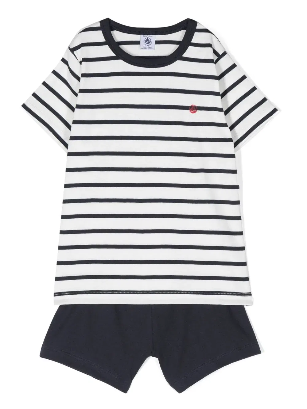 Пижамный комплект из органического хлопка с полосатым принтом Petit Bateau, белый