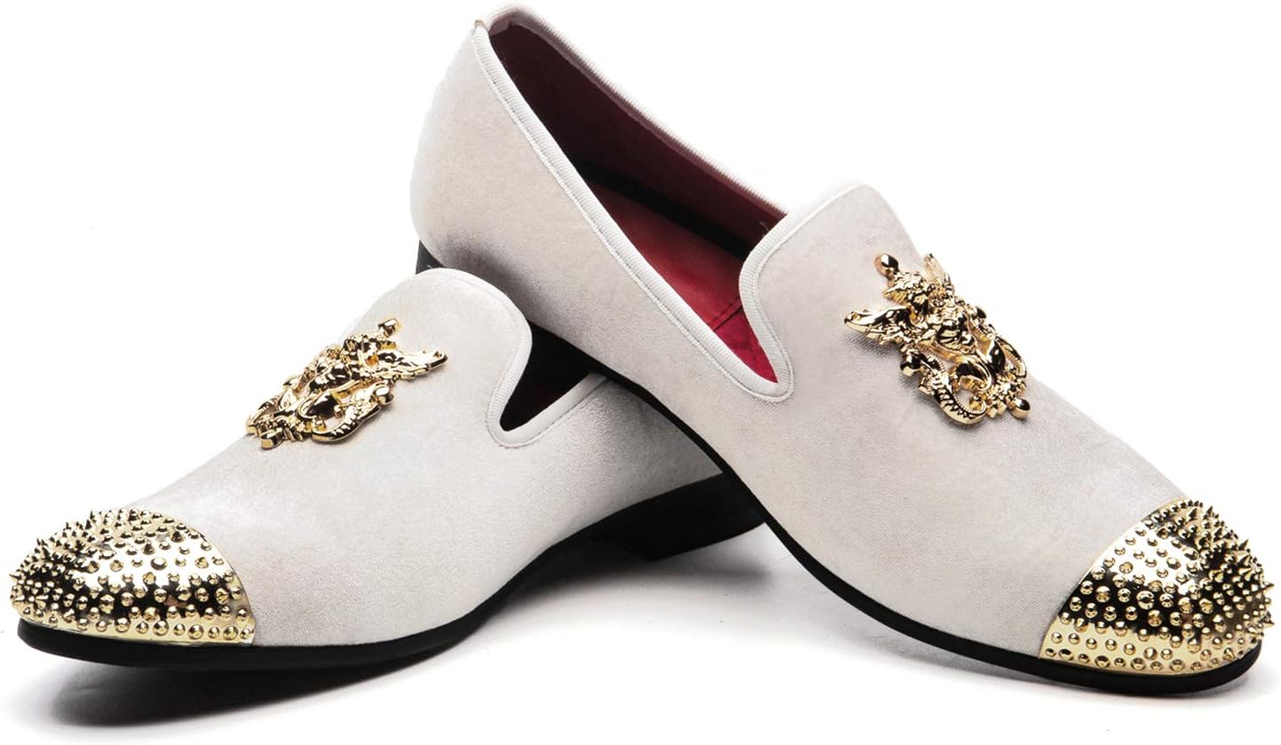 

Мужские лоферы из натуральной кожи с металлической текстурой и блестками, без шнурков JITAI, белый