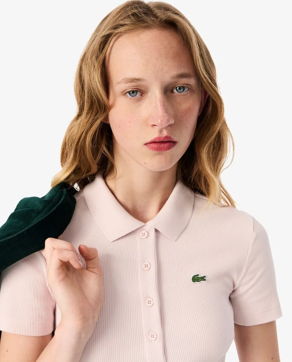 Женская футболка-поло Lacoste, приталенная, розовый — фото 4