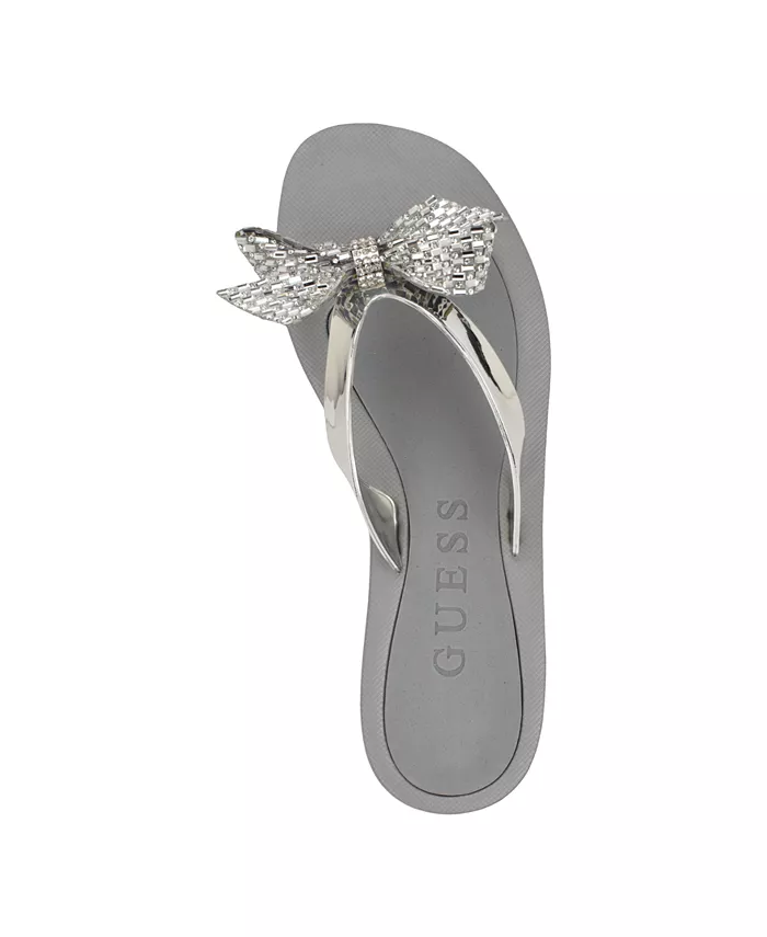Женские шлепанцы Tata EVA Sparkle Bow Flip Flop GUESS, серебряный — фото 4