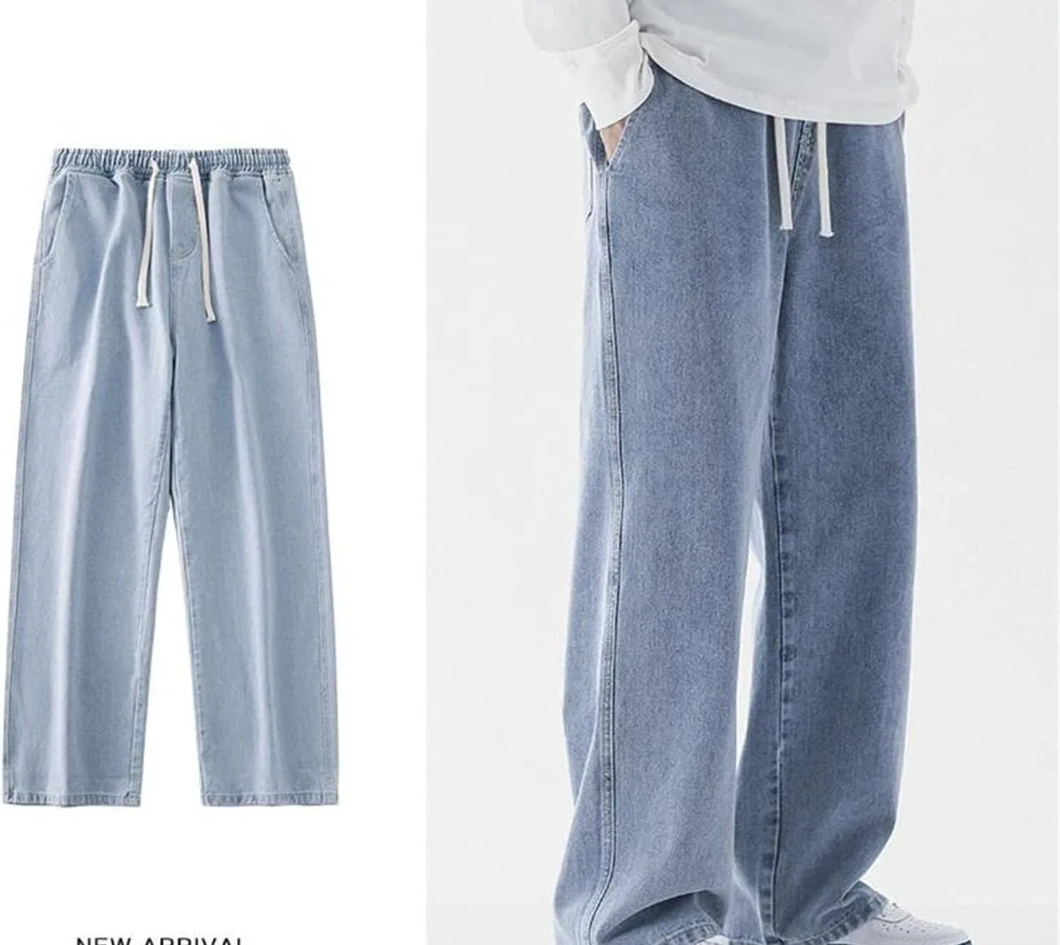 Джинсы свободные Baggy Wide Leg, Grinding White Blue — фото 4