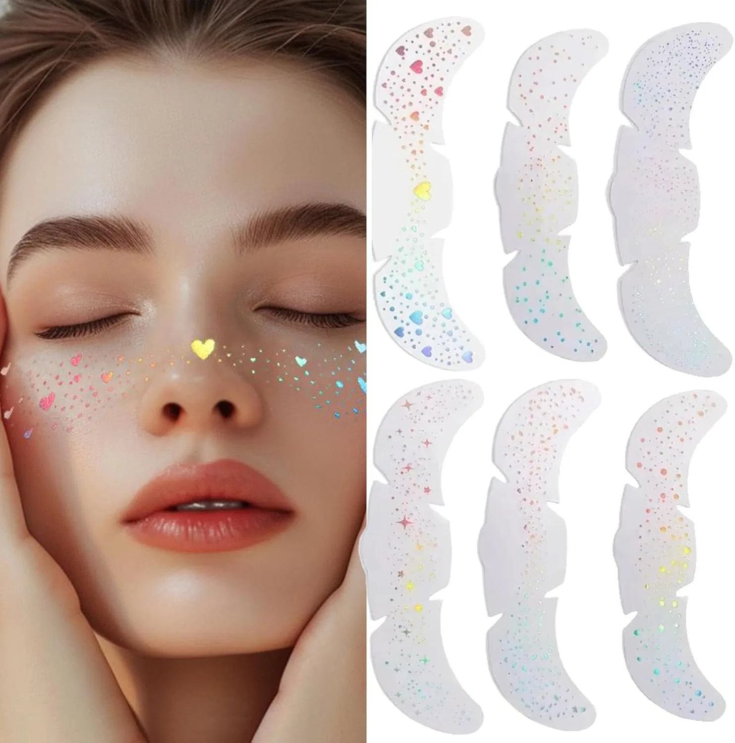 Набор блесток для лица Freckels Glitter из 6 штук, разноцветные — фото 3