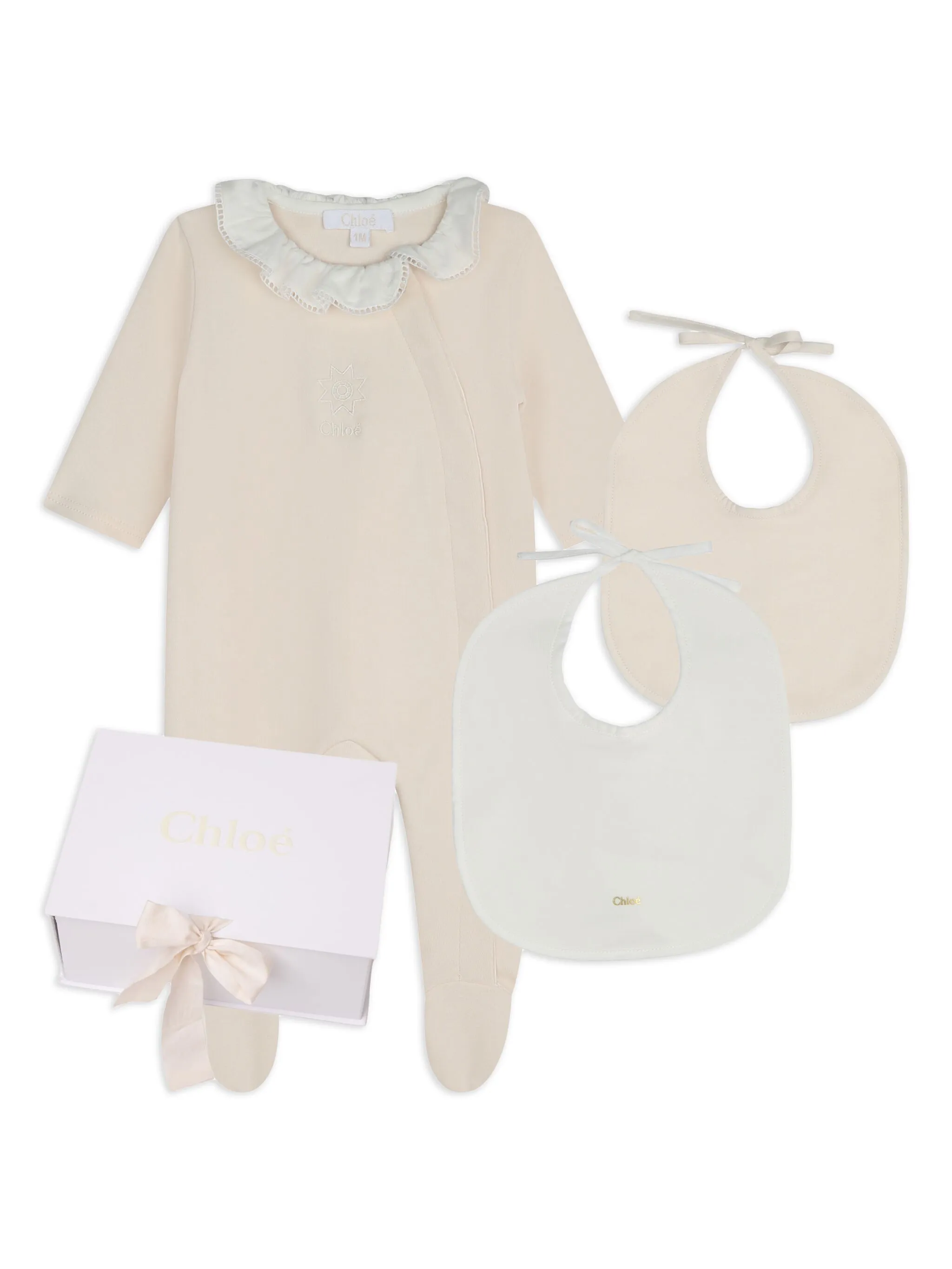 

Комплект из пижамы и двух нагрудников Chloé Kids, бежевый