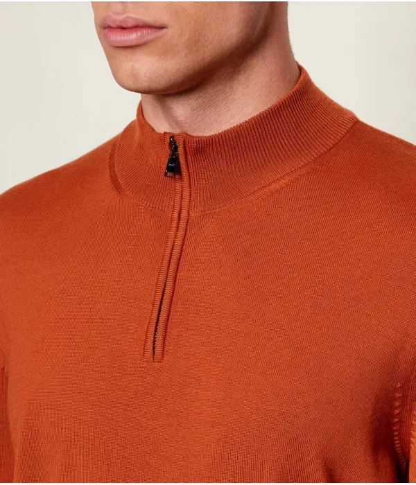 Шерстяной свитер Эбенджи regular fit Boss, медный — фото 4