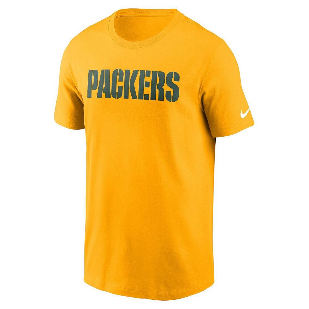 Мужская футболка Nike Gold Green Bay Packers Primetime Wordmark Essential, цвет Pkr Gold — фото 3