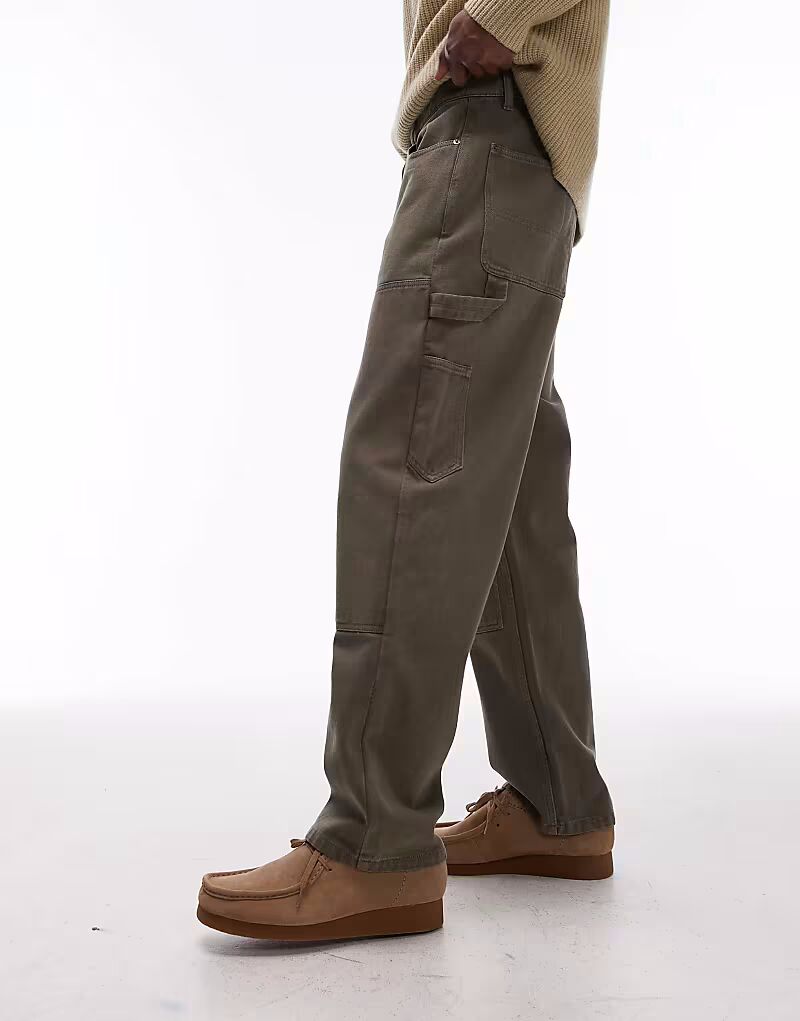 

Плотницкие брюки Topman из твила цвета хаки