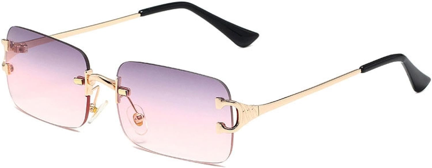 

Солнцезащитные очки с защитой от УФ-излучения UV400 | Безободковая металлическая маленькая золотистая оправа | Для женщин и мужчин, для занятий спортом на открытом воздухе и вождения DSVIGF, C5