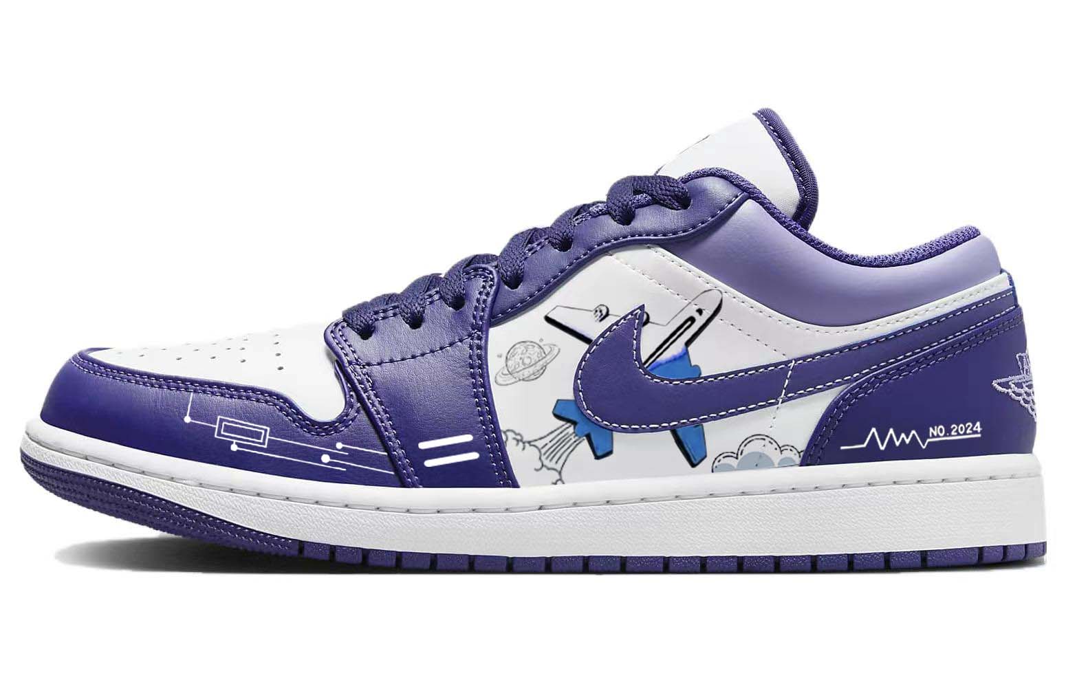 

Кроссовки Air Jordan 1 Vintage Basketball Shoes Men Low-top Purple/white, фиолетовый