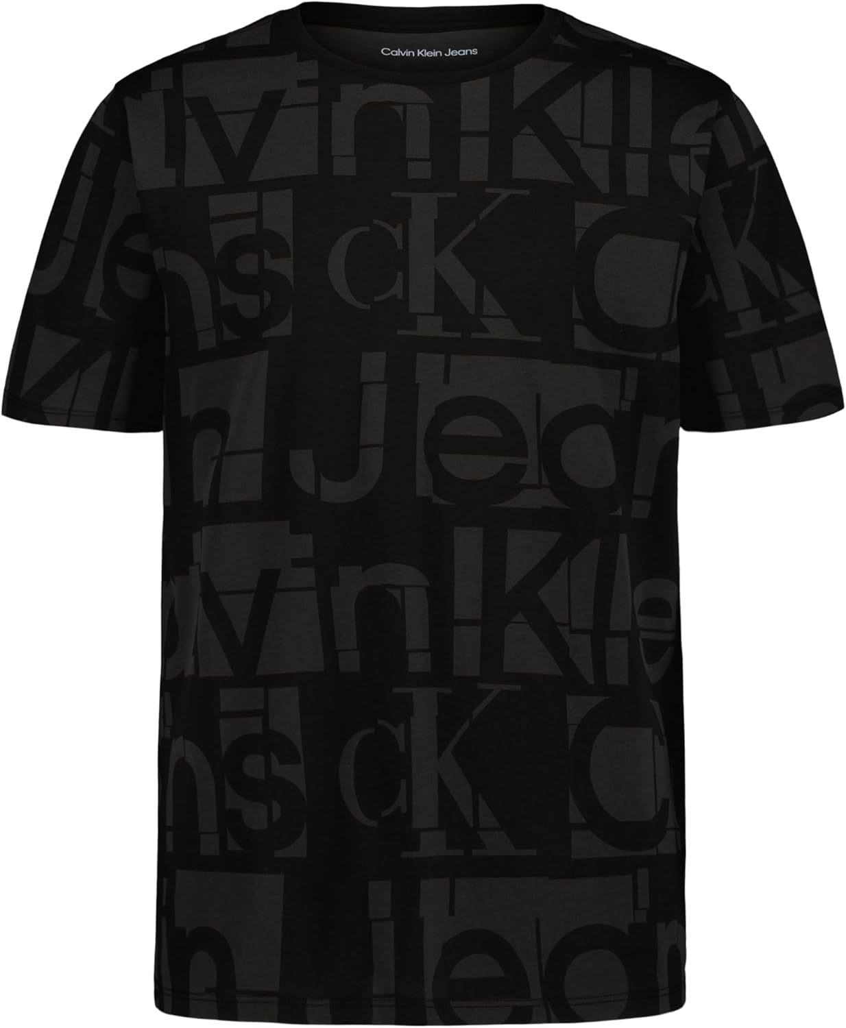 

Футболка Calvin Klein Boys с коротким рукавом, модным принтом и круглым вырезом, удобная, свободного кроя, Blocky Print Blackened Pearl