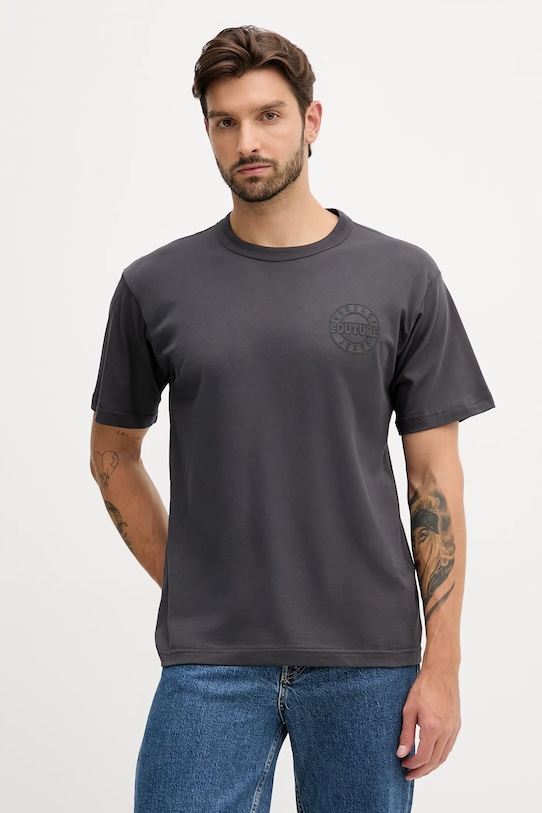 

Хлопковая футболка Versace Jeans Couture, серый