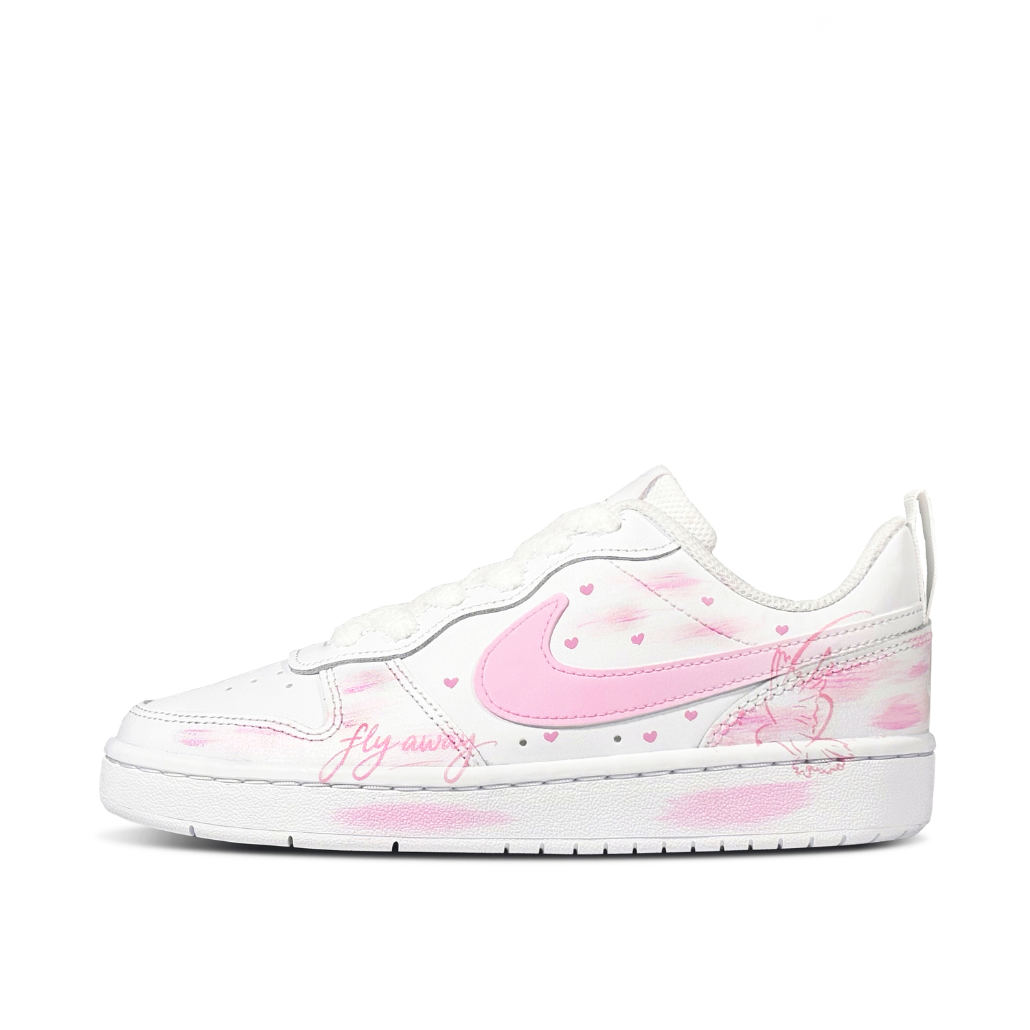 

Nike Кроссовки для скейтбординга Court Borough Cloud Wing Flying Dove Low top Kids' Pink White Teenagers