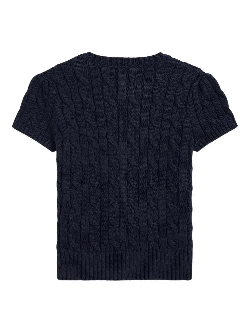 Футболка с короткими рукавами и фактурной вязкой косами Polo Ralph Lauren Kids, синий — фото 2