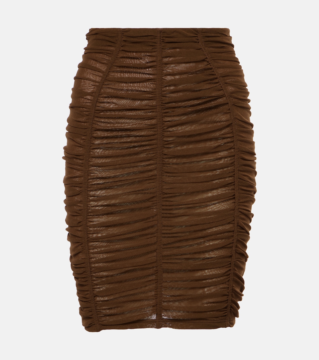 

Мини-юбка из джерси с высокой посадкой и сборками The Attico, кофе