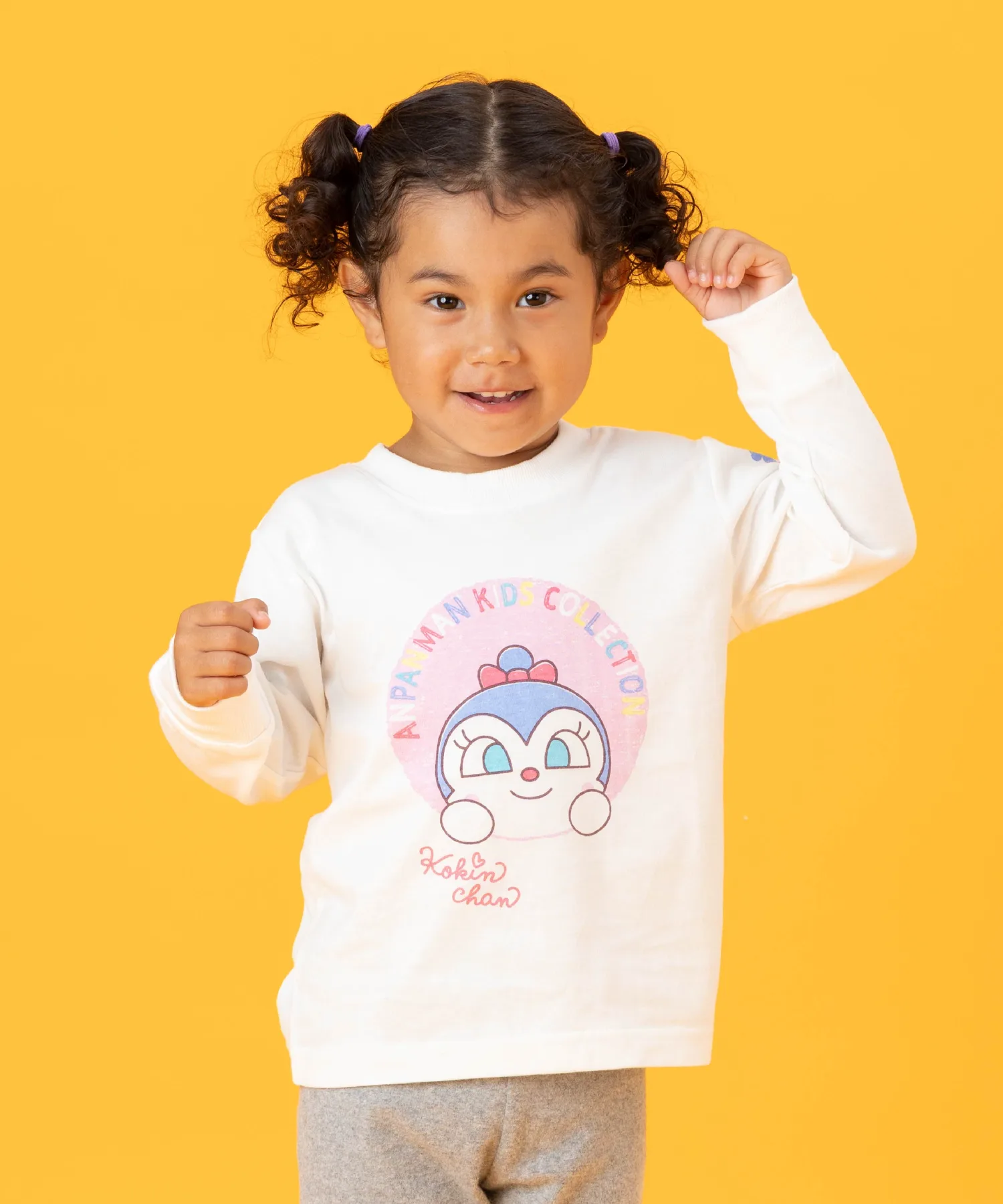Детская коллекция ANPANMAN/(K) Футболка с длинным рукавом Baikinman Kokin-chan Hyokkori Anpanman Kids Collection, Off-white