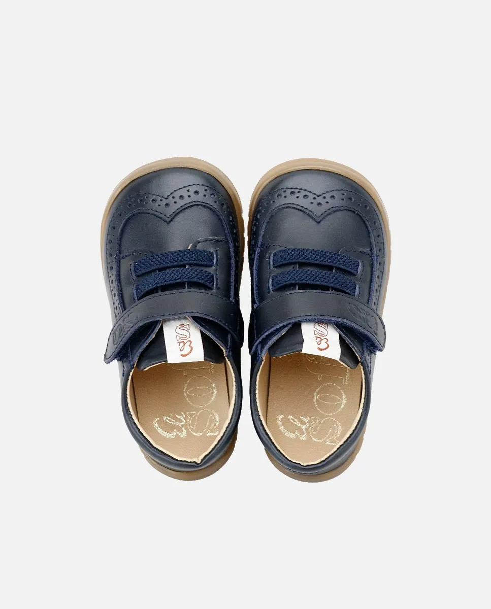 Детские босоножки barefoot из кожи с липучкой Eli 1957, темно-синий — фото 4