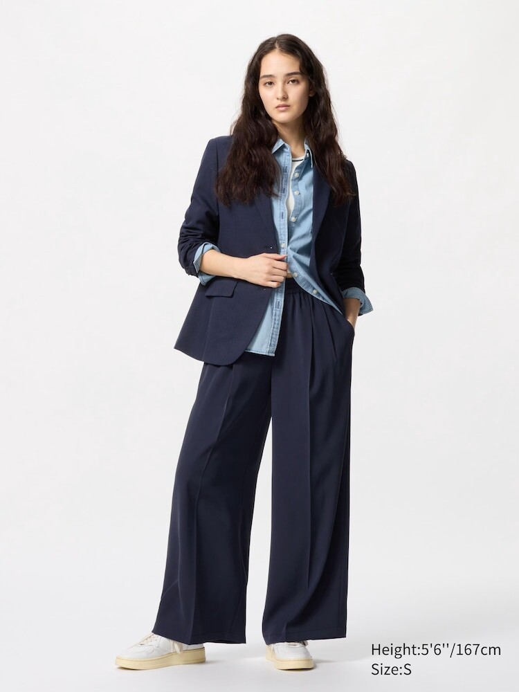 

Брюки drape easy wide Uniqlo, цвет 69 синий