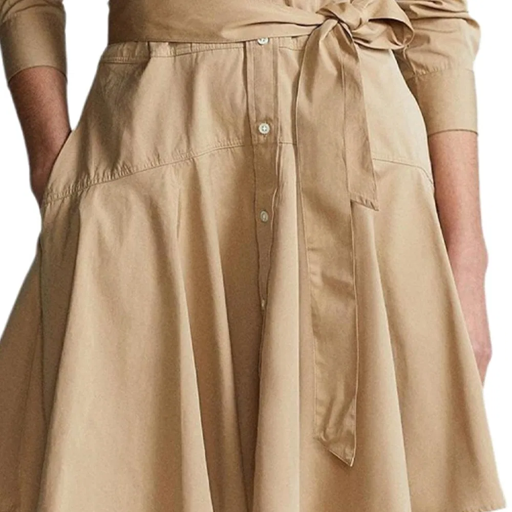 Платье с длинным рукавом SS25 женское Polo Ralph Lauren, Khaki — фото 4