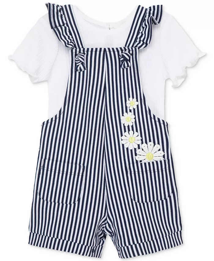 

Комплект для девочек: футболка и комбинезон с рюшами Daisy Knit, 2 предмета Little Me, мультиколор
