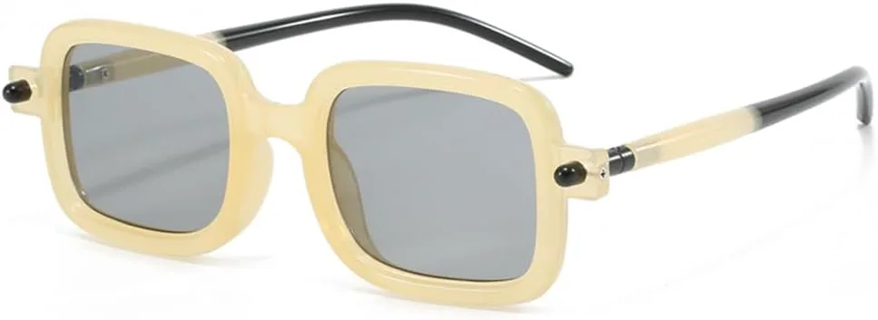 

Солнцезащитные очки с заклепками UV400 в стиле панк для женщин и мужчин, для бега на открытом воздухе и занятий спортом, для путешествий UYPTK, Beige Grey