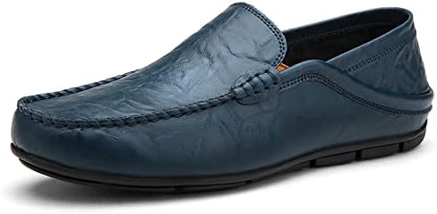 

Мужские лоферы с мягкой натуральной кожей, слипоны, повседневные, комфортные, дышащие, пенни-лоферы для бизнеса и ежедневного ношения, легкие модные кроссовки Qacksv, синий