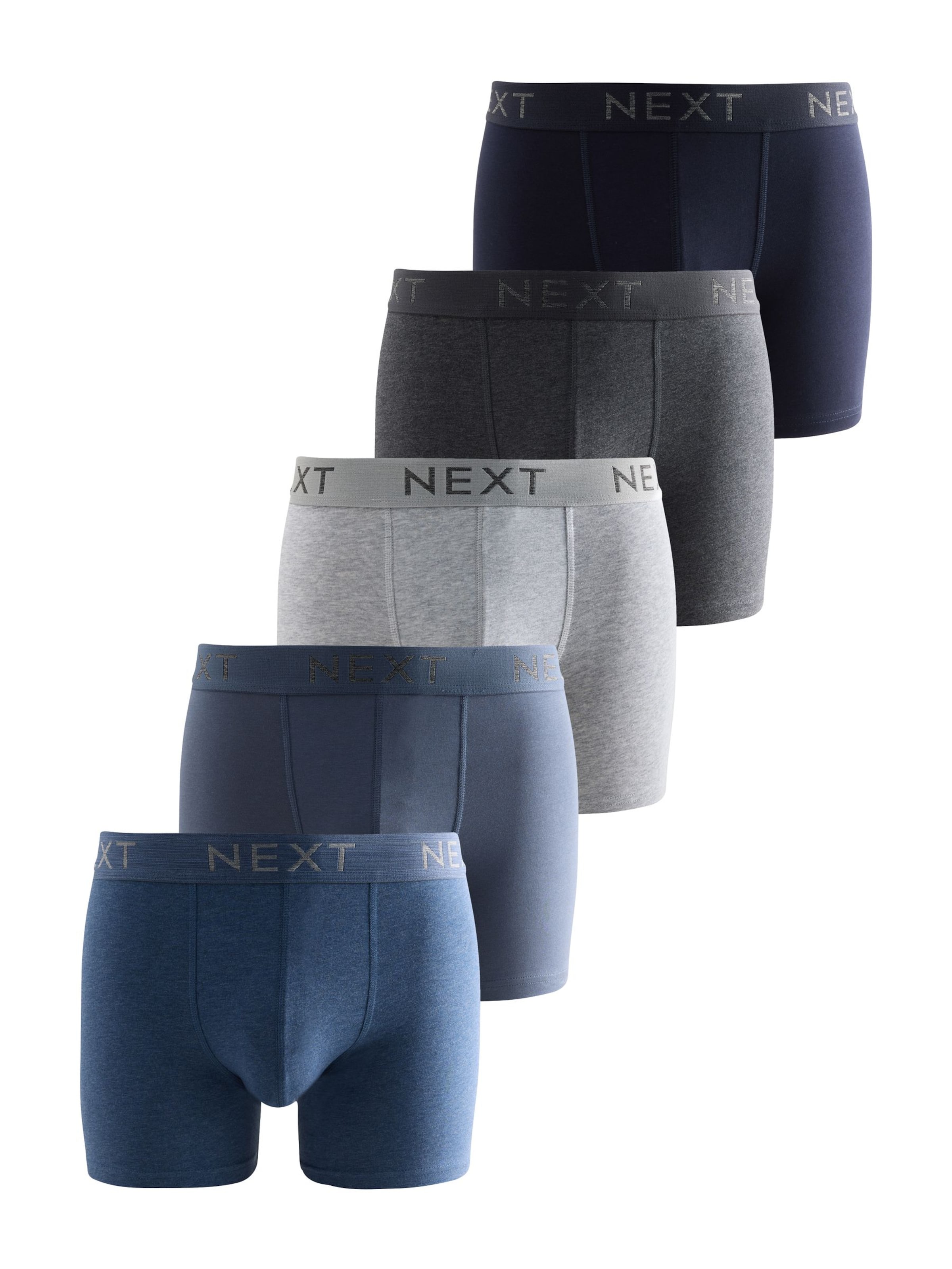 Next Боксеры в цвете Marine Blue, Navy, Light Grey, Mottled Grey