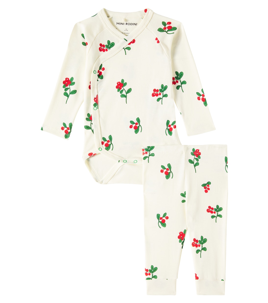 

Комплект из хлопкового боди и штанишек Baby Lingonberries Mini Rodini, белый