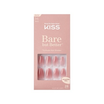 Bare But Better Trunude Fake Nails Маникюрный набор телесных оттенков для ногтей, 28 устойчивых к расслоению и размазыванию ногтей для приклеивания, Kiss — фото 2
