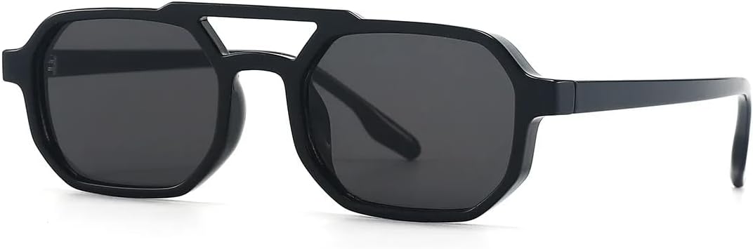 

Винтажные солнцезащитные очки с двойной перемычкой для женщин и мужчин, модные очки с прозрачными линзами, трендовые солнцезащитные очки с заклепками, защита от УФ-излучения UV400 SZVVBKK, Black