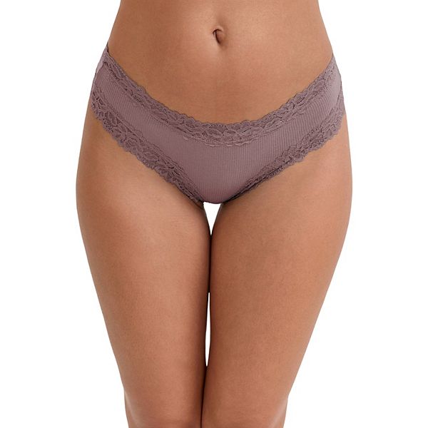 

Женские трусики-бикини с кружевной отделкой и ребристым узором, мид-вайст, бесшовные, комфортные, стильные, regular fit, однотонные Inspire Chic, Khaki