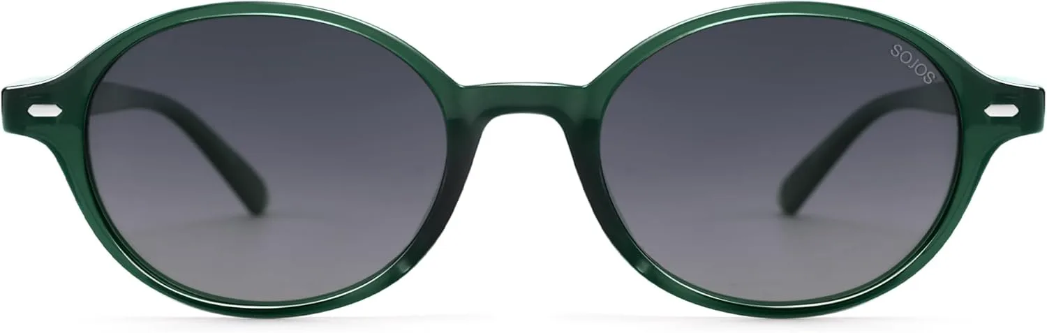 

Солнцезащитные очки SOJOS Retro Oval Round Polarized Sunglasses для женщин и мужчин, маленькие, стильные, винтажные, модные, модель SJ2611, Green/Gradient Grey