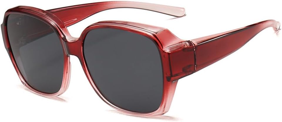 

Защитные очки для вождения, поляризованные солнцезащитные очки, надеваются поверх обычных очков, солнцезащитные очки с обтекаемой формой, защитные очки UV400 для мужчин и женщин HYYZZC, Gradient Wine Red