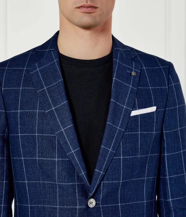 Элегантный льняной пиджак h-hutson-233 Slim fit Boss, синий — фото 4
