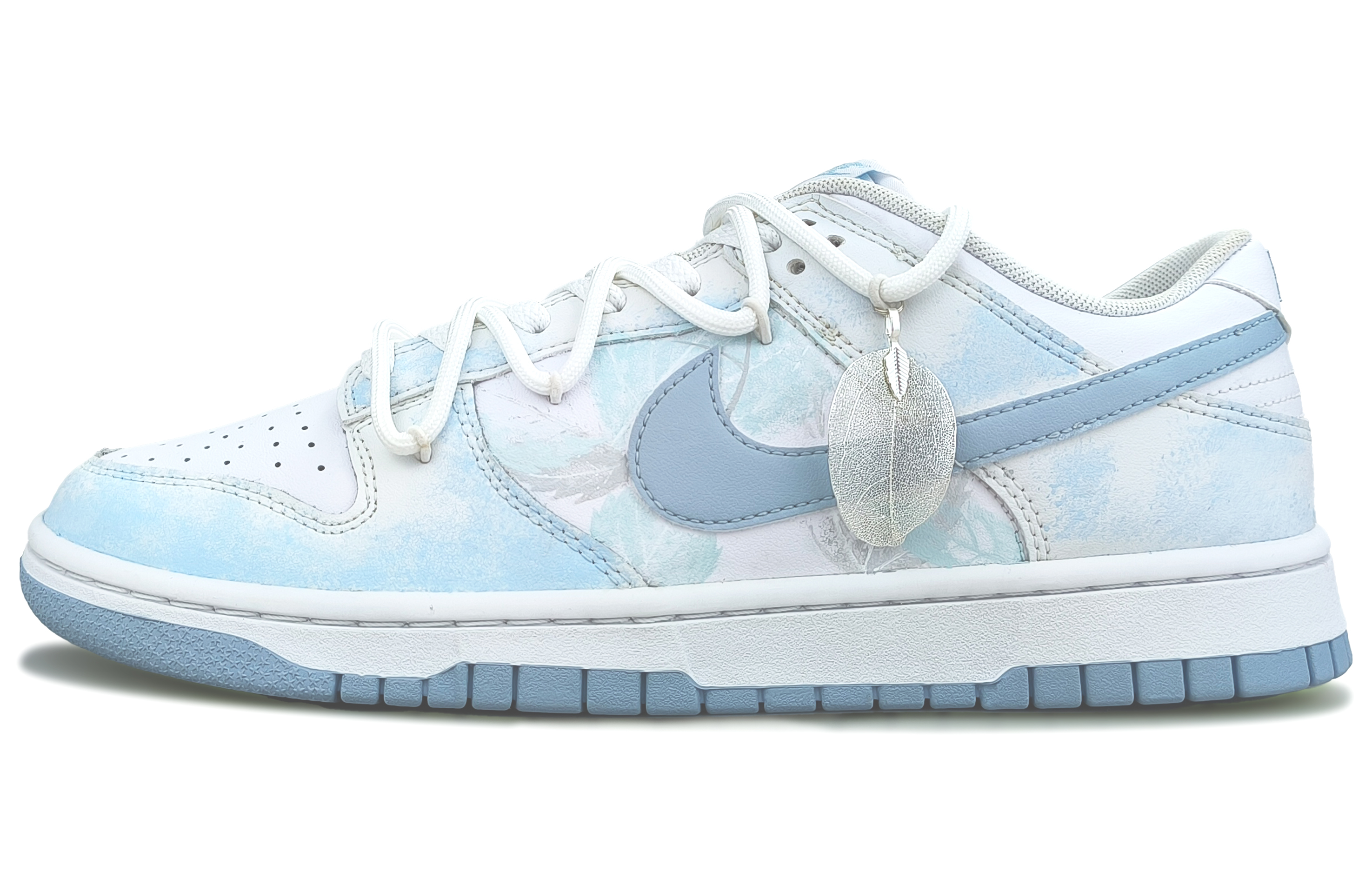 

Кроссовки Nike Dunk Skateboarding Shoes Men Low-top White/blue/silver, белый/голубой