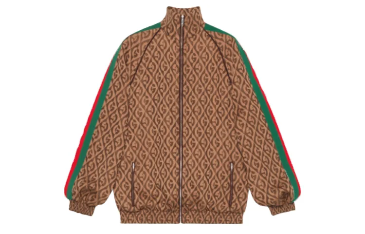 Бомбер GUCCI с принтом GG, классический крой, Brown Pattern — фото 3