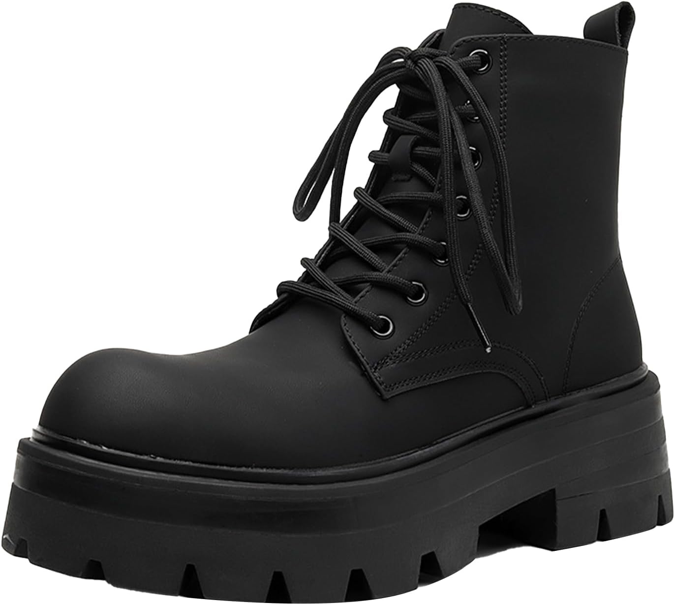 

Мужские черные кожаные мотоботы HNEOWGN с платформой, классические, удобные, водонепроницаемые, с нескользящей подошвой, на молнии, повседневные байкерские ботинки до щиколотки