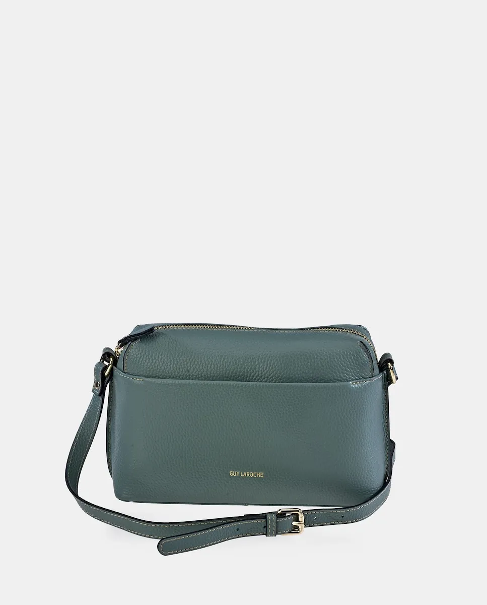 

Кожаная сумка через плечо с передним карманом Guy Laroche, светло-голубой