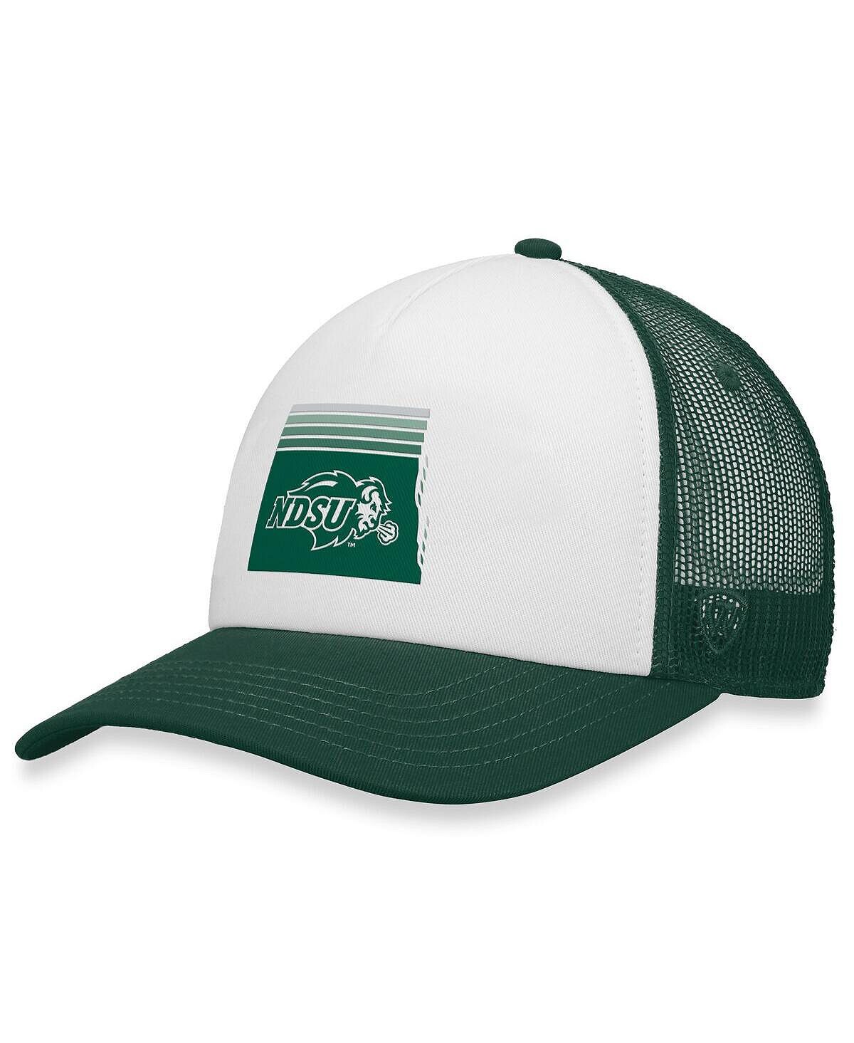 

Мужская бело-зеленая кепка NDSU Bison Tone Down Trucker Snapback Top of the World