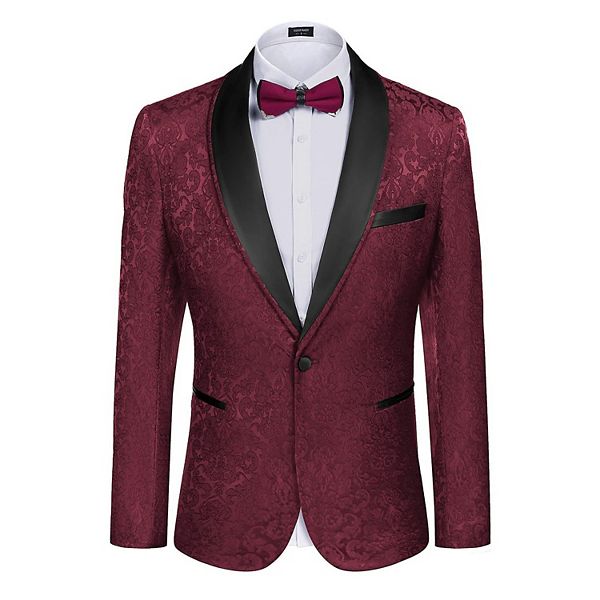 

Мужская цветочная куртка jacquard для вечеринки или свадьбы Coofandy, Wine Red