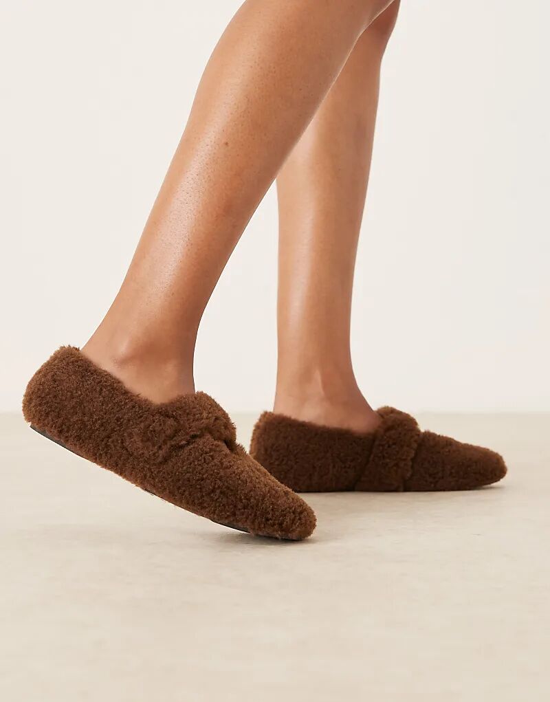 Шоколадные балетки ASOS DESIGN Zinnia borg