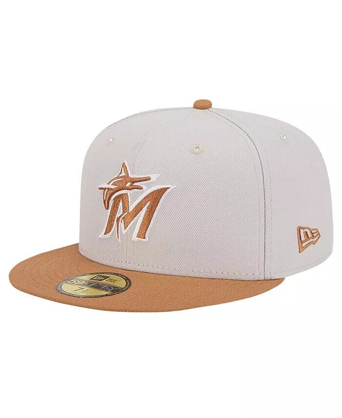 

Мужская кепка Miami Marlins цвета хаки/коричневого цвета, двухцветная, набор из 59FIFTY New Era