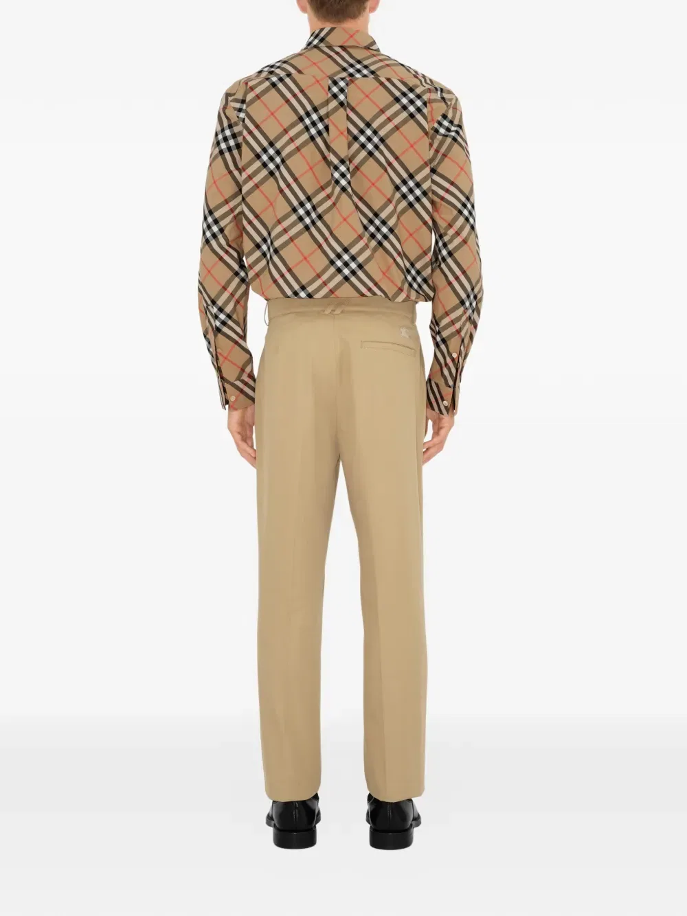 Рубашка Burberry из хлопкового поплина в клетку, свободный крой, песочно-бежевый — фото 4
