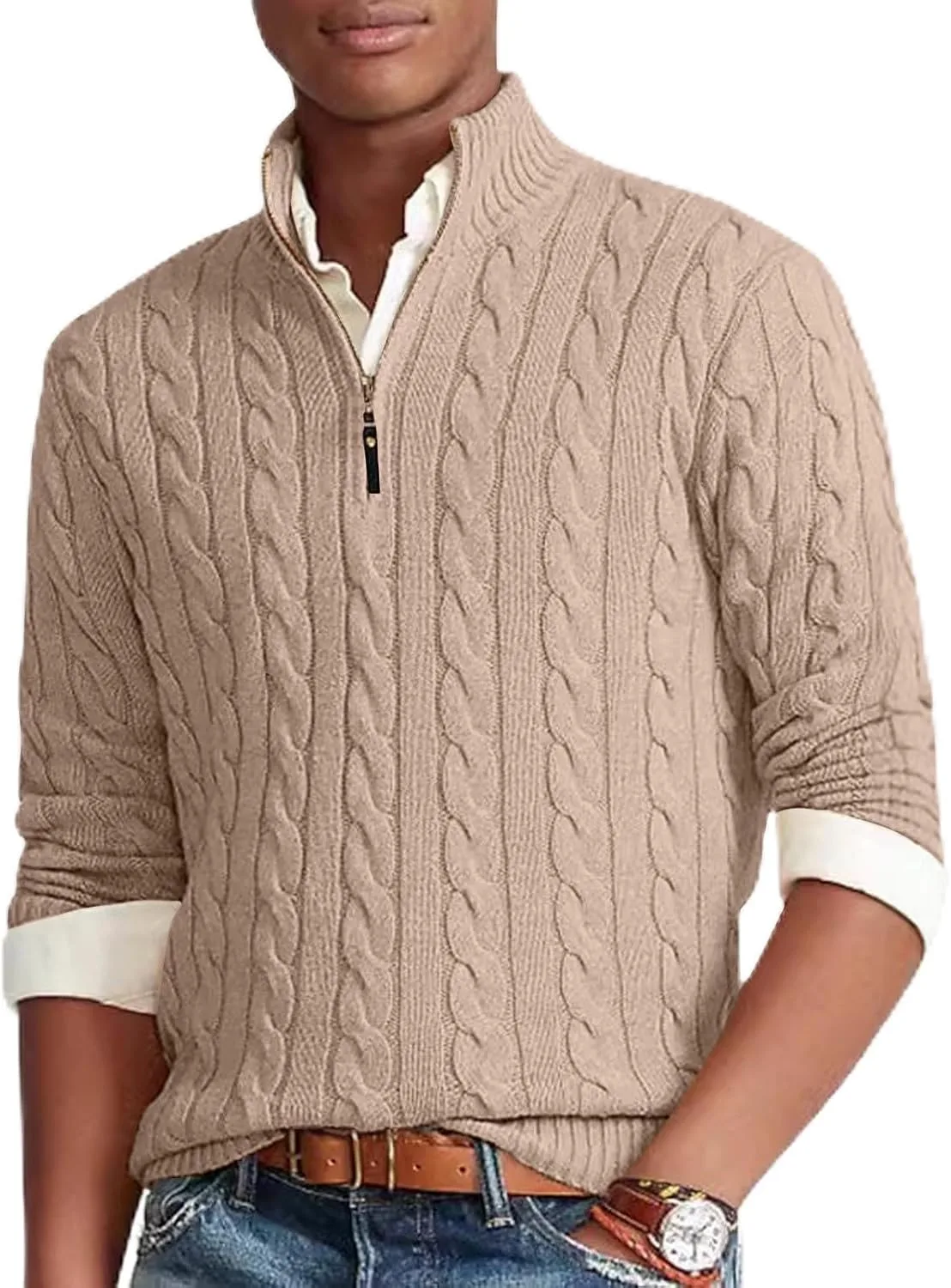 

Термокостюм Cable Quarter Zip Sweater для мужчин, Slim Fit