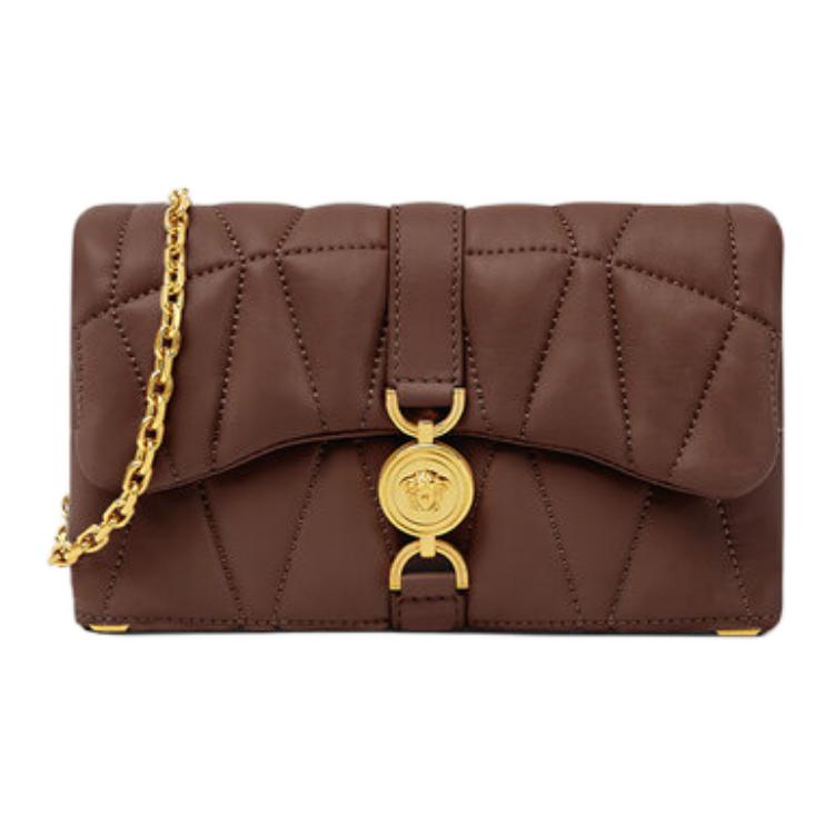 

VERSACE Сумка через плечо Kleio Lambskin Crossbody Bag, мини женская коричневая