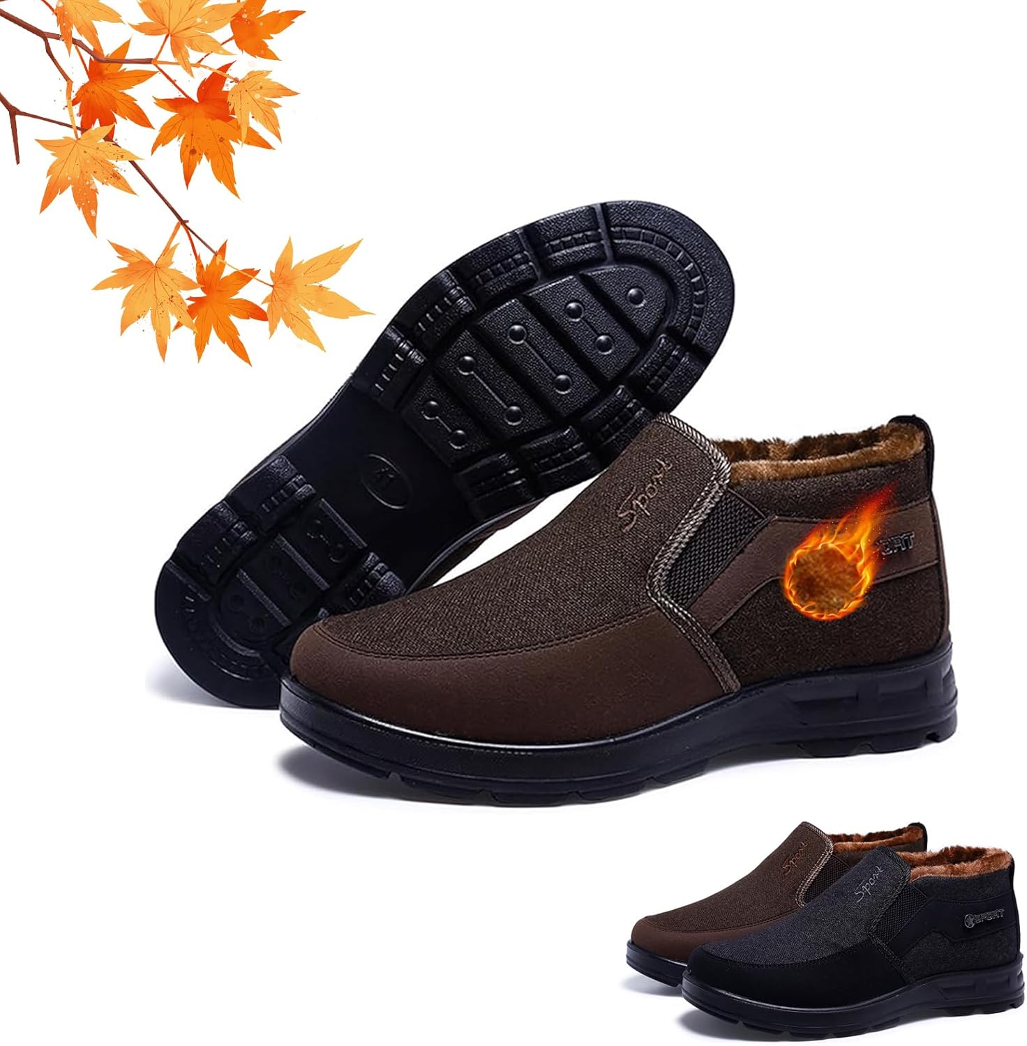 

Мужские удобные шерстяные плюшевые ортопедические зимние ботинки WXDSTW, мужские зимние ботинки без шнурков, водонепроницаемые, утепленные, с противоскользящей подошвой, с меховой подкладкой, повседневные снежные ботинки, Coffee