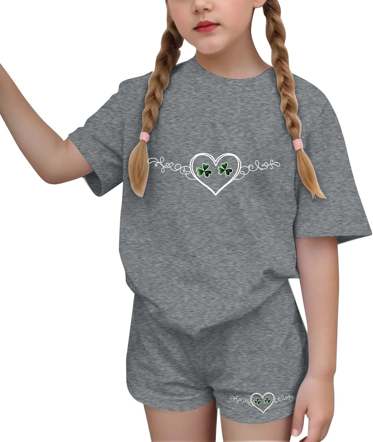Детский спортивный костюм с принтом Love Shamrock, Zzalalana, серый