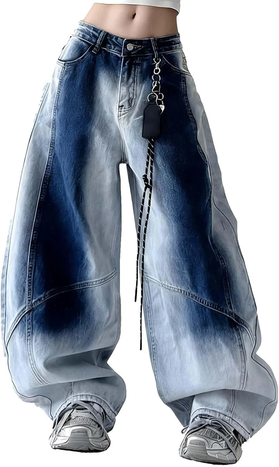 

Багги джинсы для женщин Y2K с низкой посадкой и широкими штанинами в градиентном цвете LUUTWAL