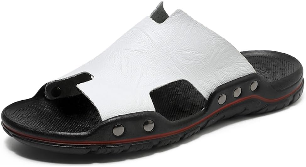 

Мужские повседневные шлепанцы Asifn, летние кожаные пляжные сандалии, с открытым носком, на улице, удобные, легкие, на плоской подошве, белый
