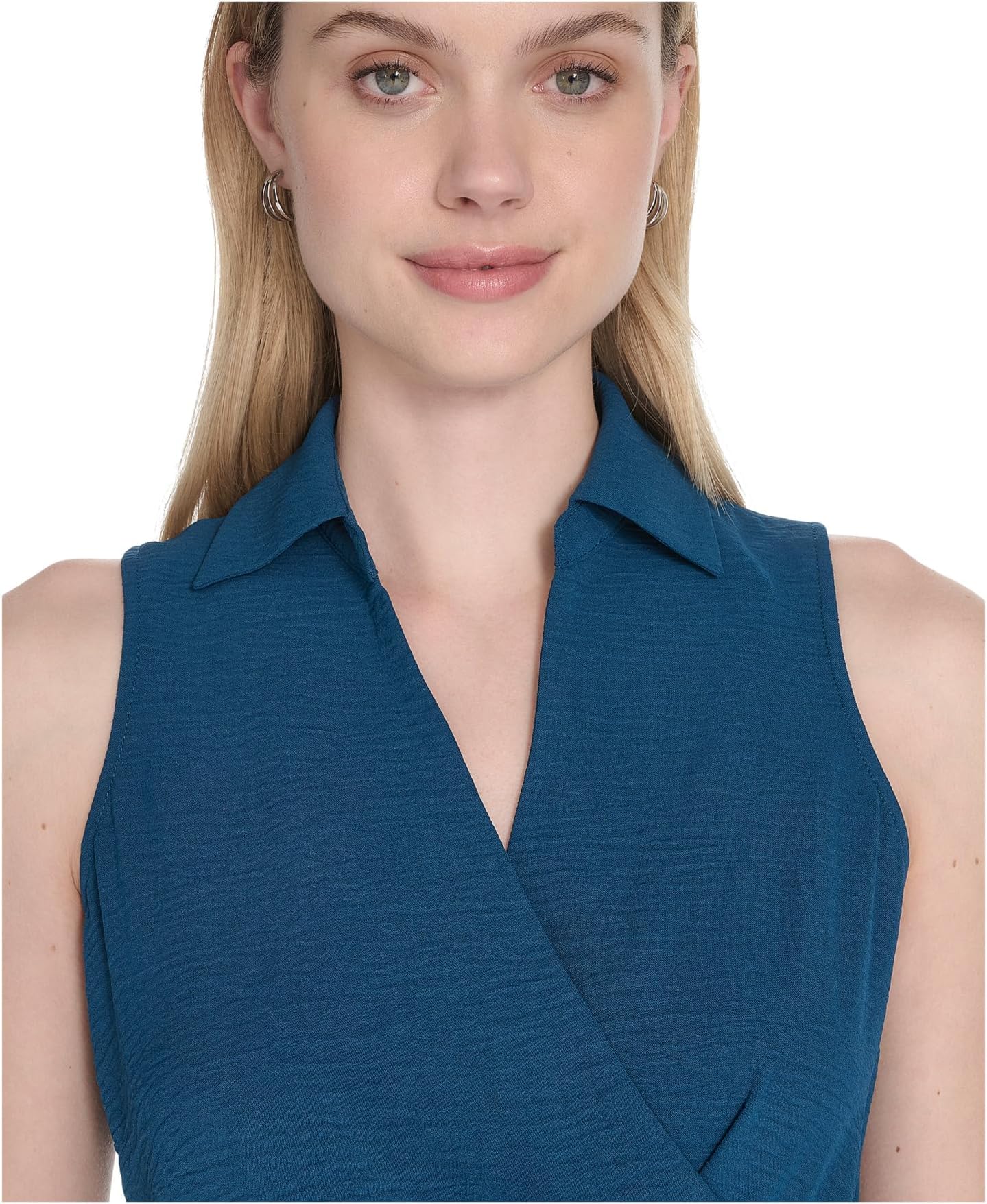 Платье Calvin Klein Aerowash Collared Elastic Waist Self Tie Midi, Cypress — фото 4
